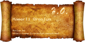 Hamerli Orsolya névjegykártya